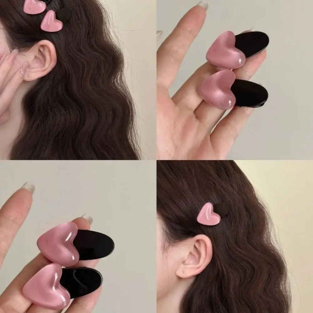 Sweet Heart-shaped Hairpin Hair Accessories Headdress Styling Tool Side Bangs Clip Dopamine Broken Clip