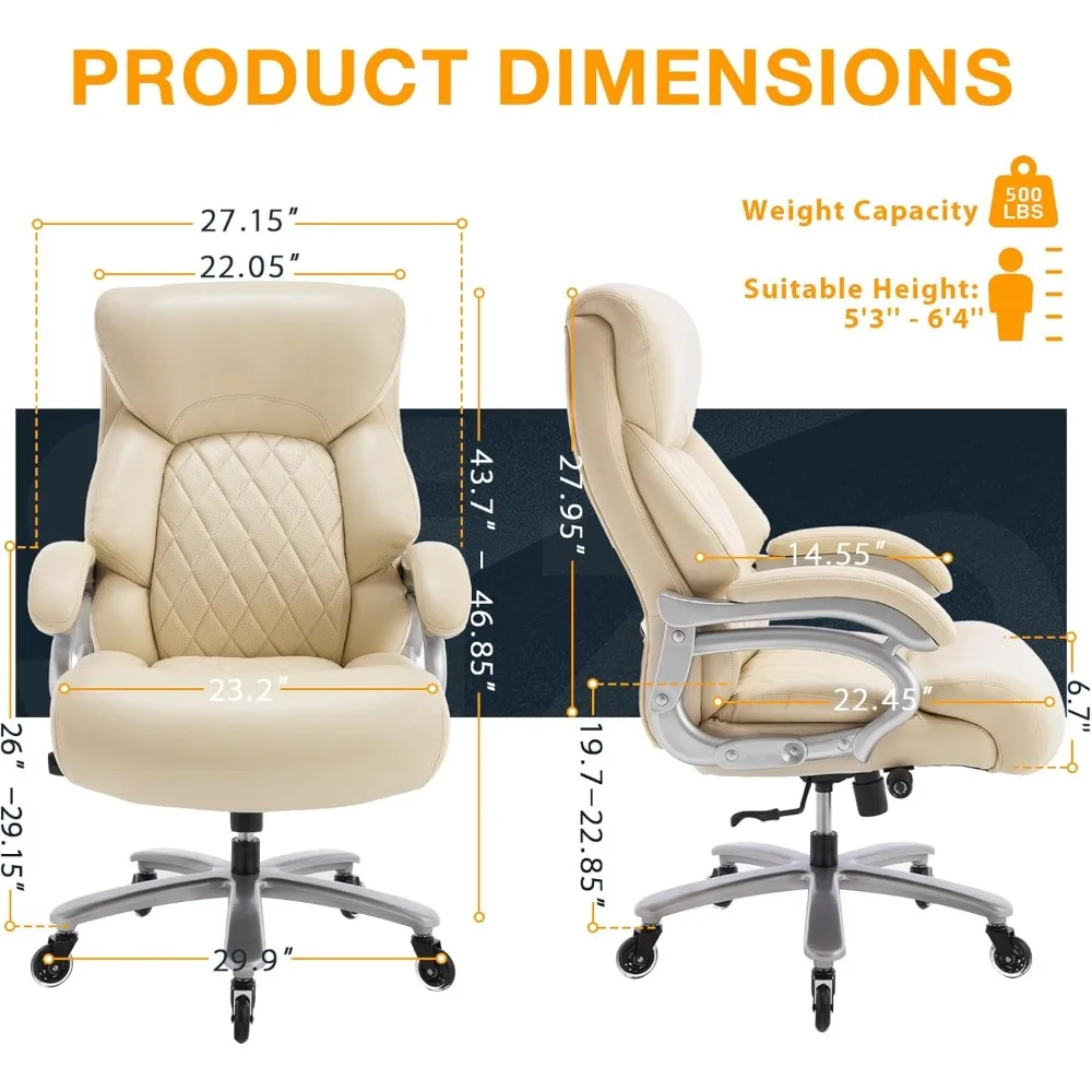 كرسي مكتب كبير وطويل للأشخاص الثقيلين، كرسي مكتب تنفيذي عالي الظهر بقوة 500 رطل، مريح للمنزل، #2