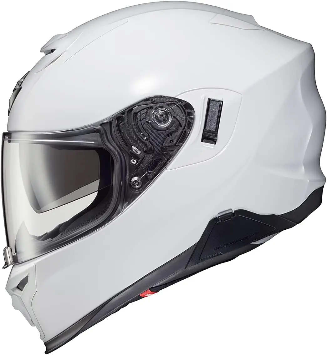 

T520 Full Face Dual Sport Motorcycle Helmet with Bluetooth Ready Speaker Pockets DOT ECE Solid (Gloss White - Small)