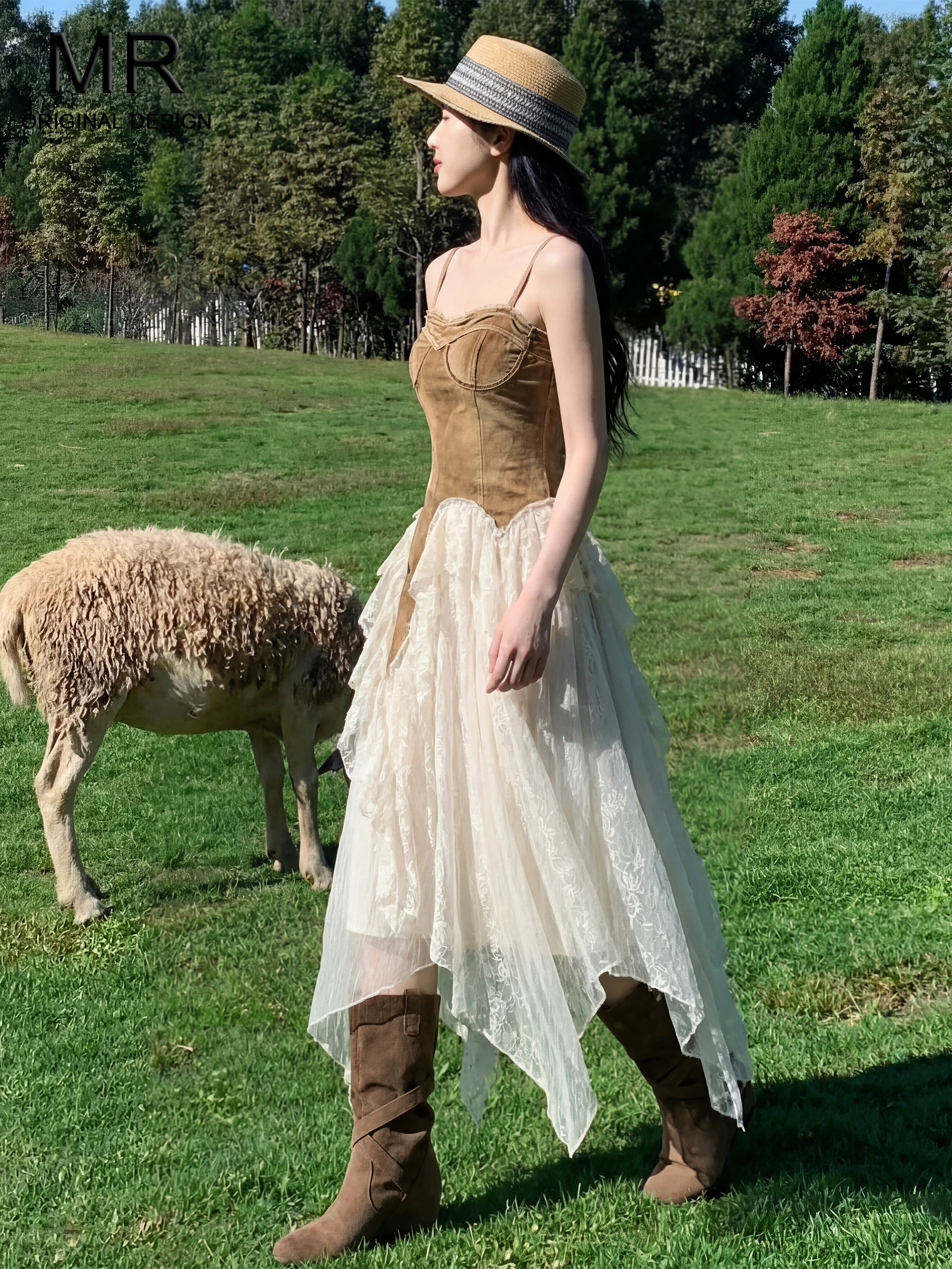 

Новая летняя модель: Женская длинная многоярусная юбка А-силуэта с высокой талией, кружевная, абрикосового цвета, в стиле «фея», с асимметричным подолом, для стройности фигуры