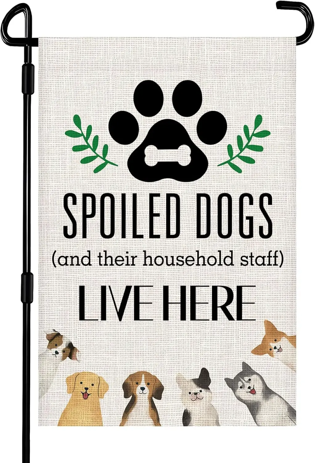 Spoiled Dogs Live Here Garden Flag 12x18 Inch Paw Print Cute Dog Garden Flag Double Sided Burlap Funny Pet Lover Welcome Ban MMZ