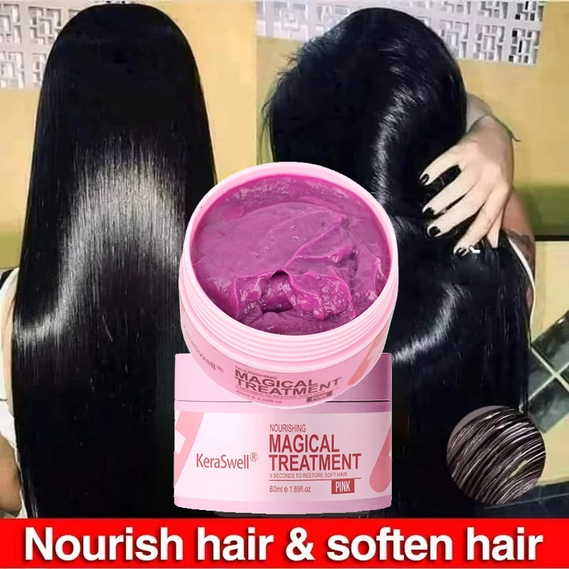 

60g Magical Hair Mask Keratin 5 Seconds Repair Damaged Frizzy Hair Deep Moisturizing Nourish Soft Smoothing Shiny Hair Care