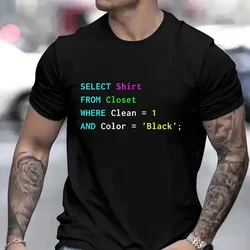 Retro Programmer Coding Database Print T-Shirt Loose Casual Men Women O-neck Short Sleeve Tees Fashion Brand Unisex T-shirts