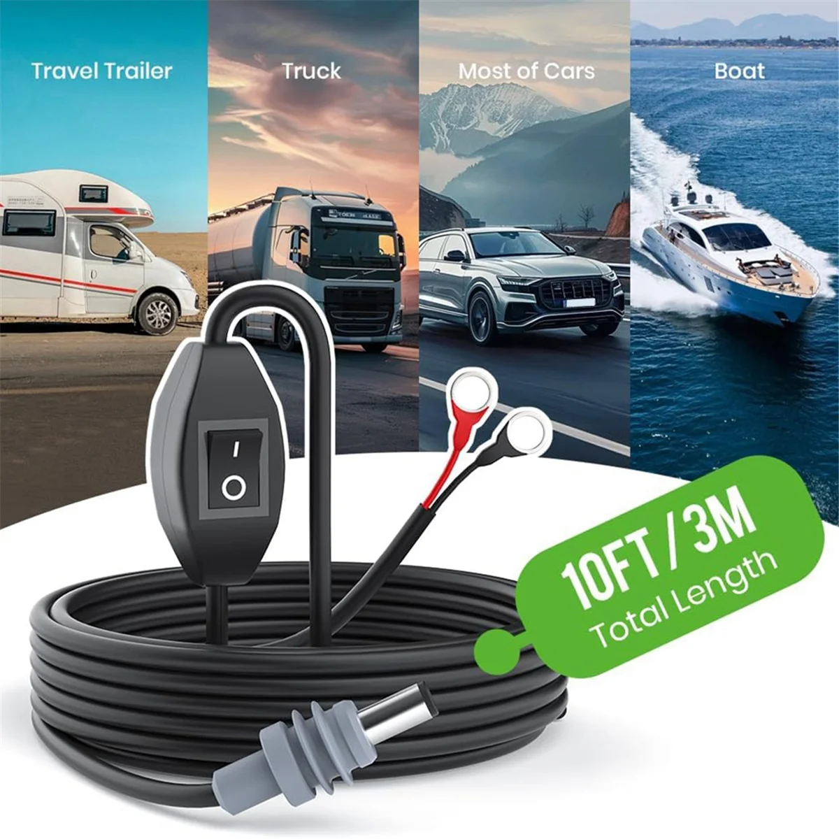 Премиум-кабель для зарядки постоянного тока с уплотнительным кольцом Starlink Mini, 3 метра/10 футов для мини-кабеля питания Starlink с переключателем для грузовиков, лодок, автофургонов