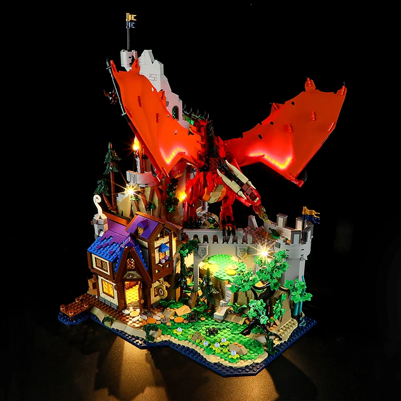 Kit luce LED fai da te per LEGO 21348 Dungeons & Dragons: Red Dragon Tale (solo luce a LED, senza modello di blocchi)