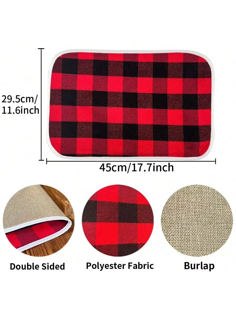 1 or 3 Pieces Plaid Christmas Placemats, Festive Table Decor Mats for Dining Table, Perfect to Match Tableware & Tablecloth