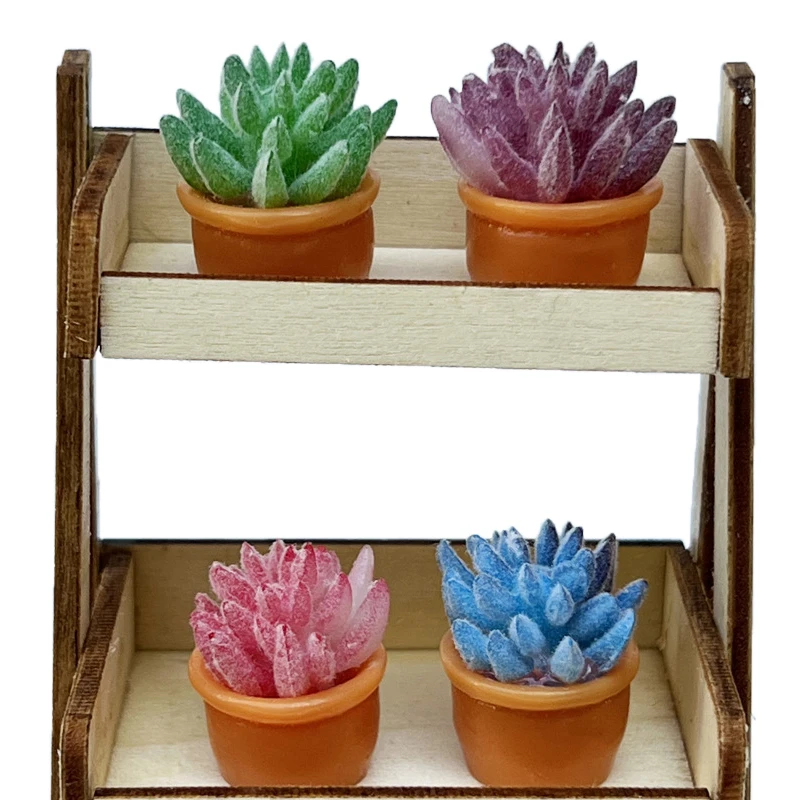 Cute Colorful Succulent Potted Cactus Simulation Green Plant Micro Landscape Decoration Creative DIY Handmade Jewelry