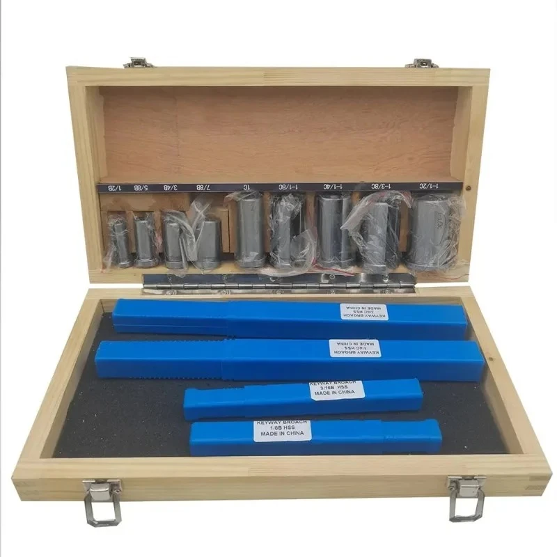 18PC  Metric Keyway Broach Cutter Set B/C Push Type with 9PC Bushing Sleeve And 5PC Shim Metalworking Cutting Tools 4mm-8mm