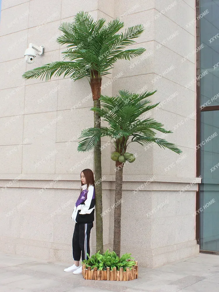 Large Imitation Coconut Tree Fake Trees Imitative Tree Indoor and Outdoor Decorative Plant Hotel Floor Palm Tree Real-Proof