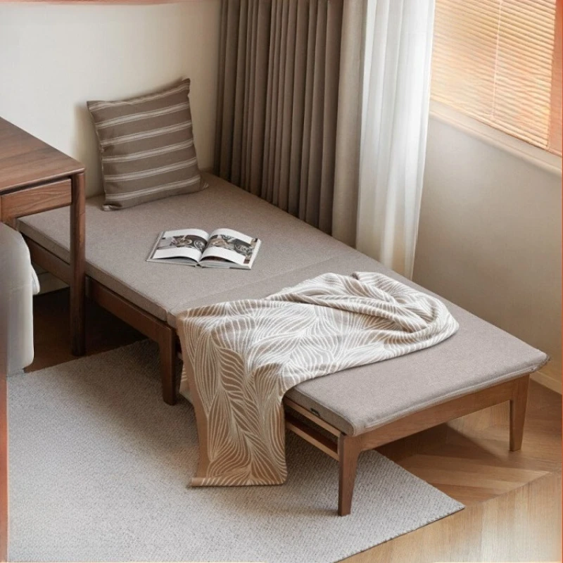 

Solid wood sofa bed Living room folding single bed Household small apartment oak dual-purpose retractable sofa
