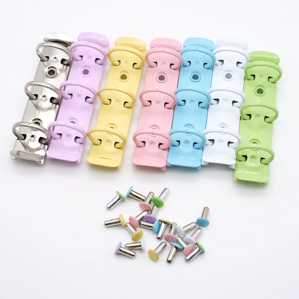 A9 Mini 3-Ring Loose-Leaf Binder Clip Colorful Metal Notebook Organizer Clip for Business And Office Supplies