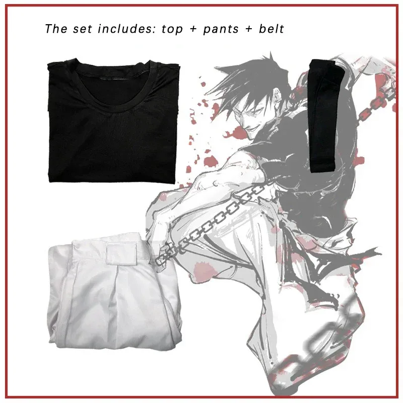 

NewAnime Jujutsu Kaisen Fushiguro Toji Косплей Костюм Униформа Комплект Мужской Топ Брюки Костюм Хэллоуин TZ26112025