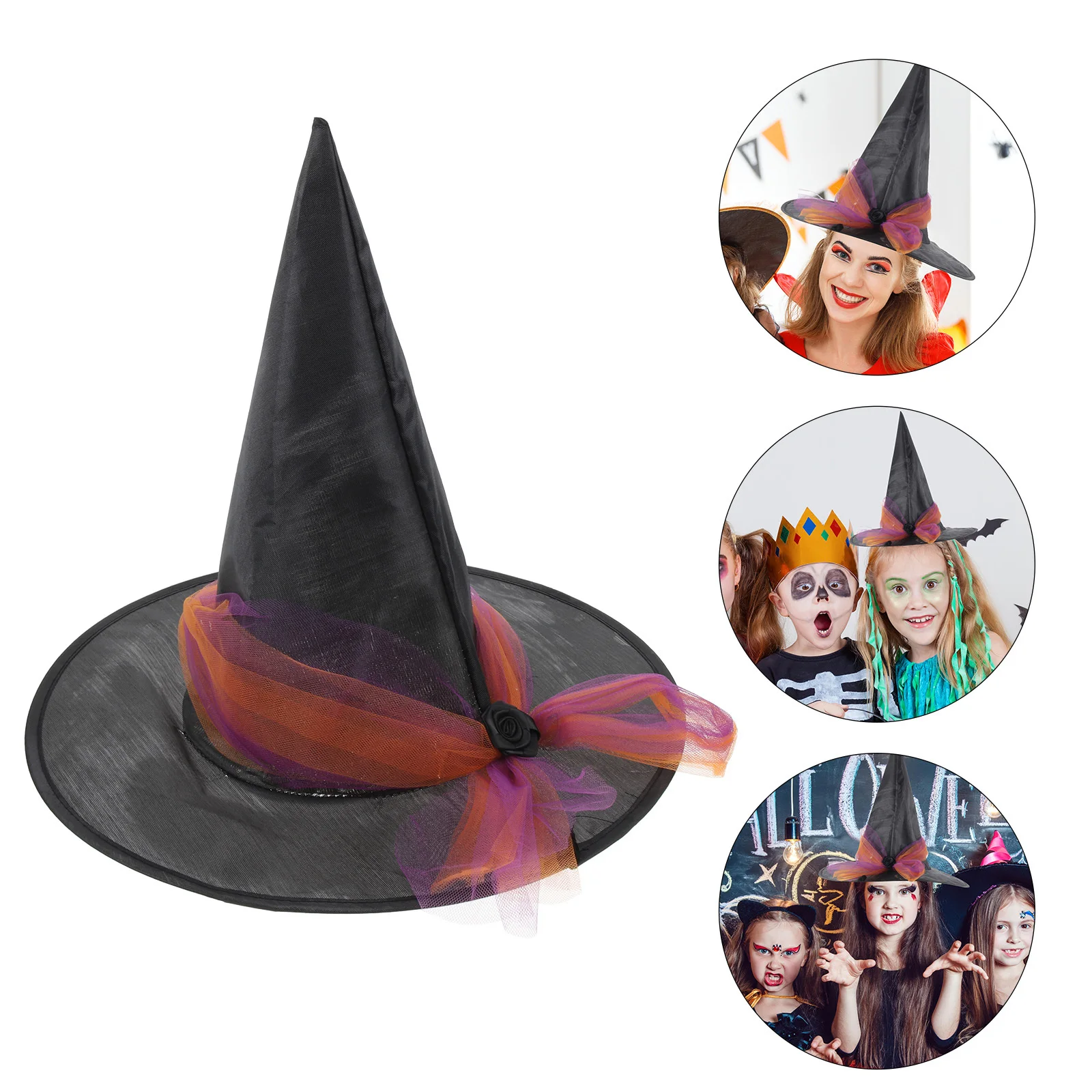 Witch Hat For Women Girls Premium Cosplay Party Halloween Dress-Up Masquerade Decorative Accessory Witch Caps