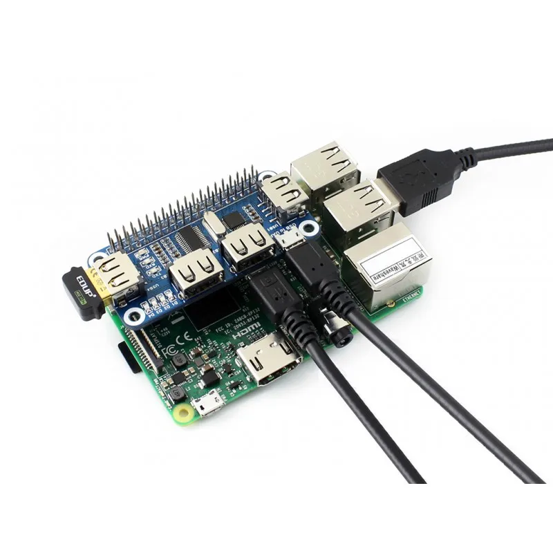 Waveshare 4-poorts USB HUB HAT voor Raspberry Pi, USB naar UART aan boord