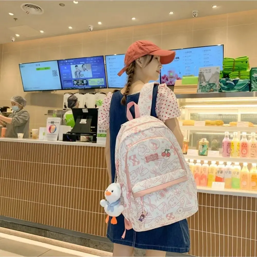 Large Capacity Fashion Students Backpack Graffiti Doodle School Bag Leisure Casual Shoulder Bag Textbook