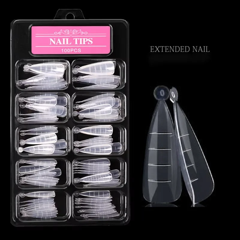 

100Pcs Quick Building Nail Mold Tips Dual Nail Extension Form Full Cover Finger Nail Art Extend Builder Mold False Manicure Tool