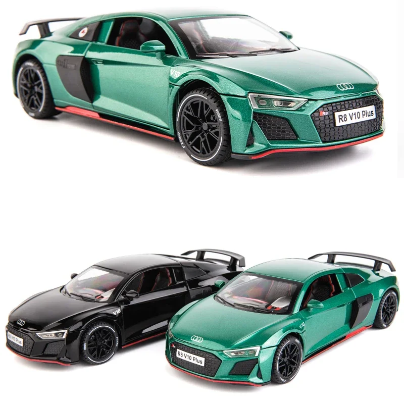 1:24 Audi R8 V10 Plus Sports Car Alloy Model Car Metal Toy Car Diecast Simulation Sound & Light Collection Toys For Boys Gifts