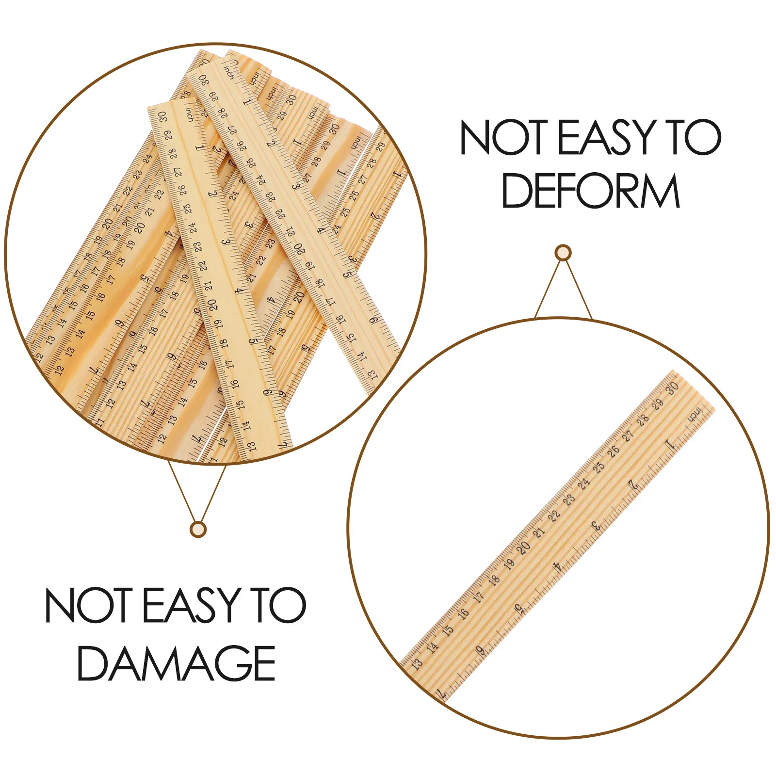 10 قطع مسطرة خشبية بتصميم مزدوج المقياس وعلامات واضحة متعددة الوظائف لدراسة قطع الرسم والمزيد