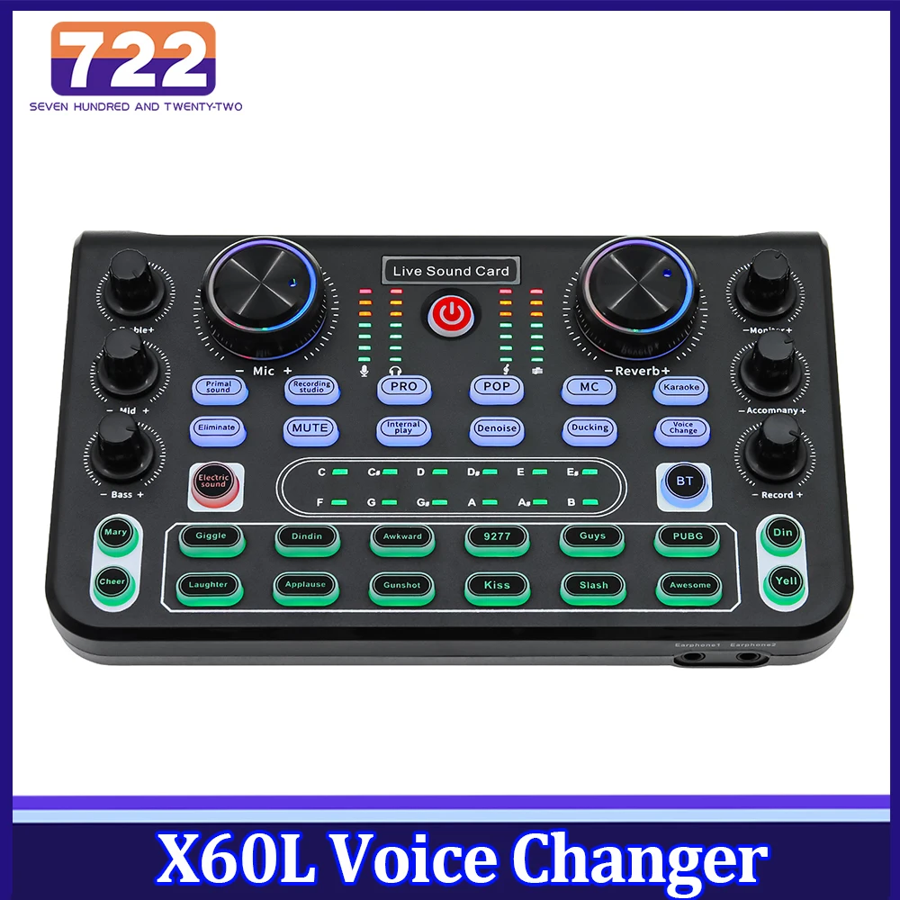 Multi-Functional X60 Live Sound Card Audio Mixer Effects Podcast With Variable Sound Equipment For Karaoke Live Streaming Record