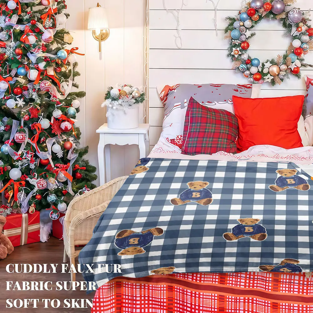 Plaid Teddy Charm Winter Summer Flannel Blanket Throw Fleece Soft Fuzzy Plush Cozy Fleece Blankets for Sofa Ideal Gifts - view 4