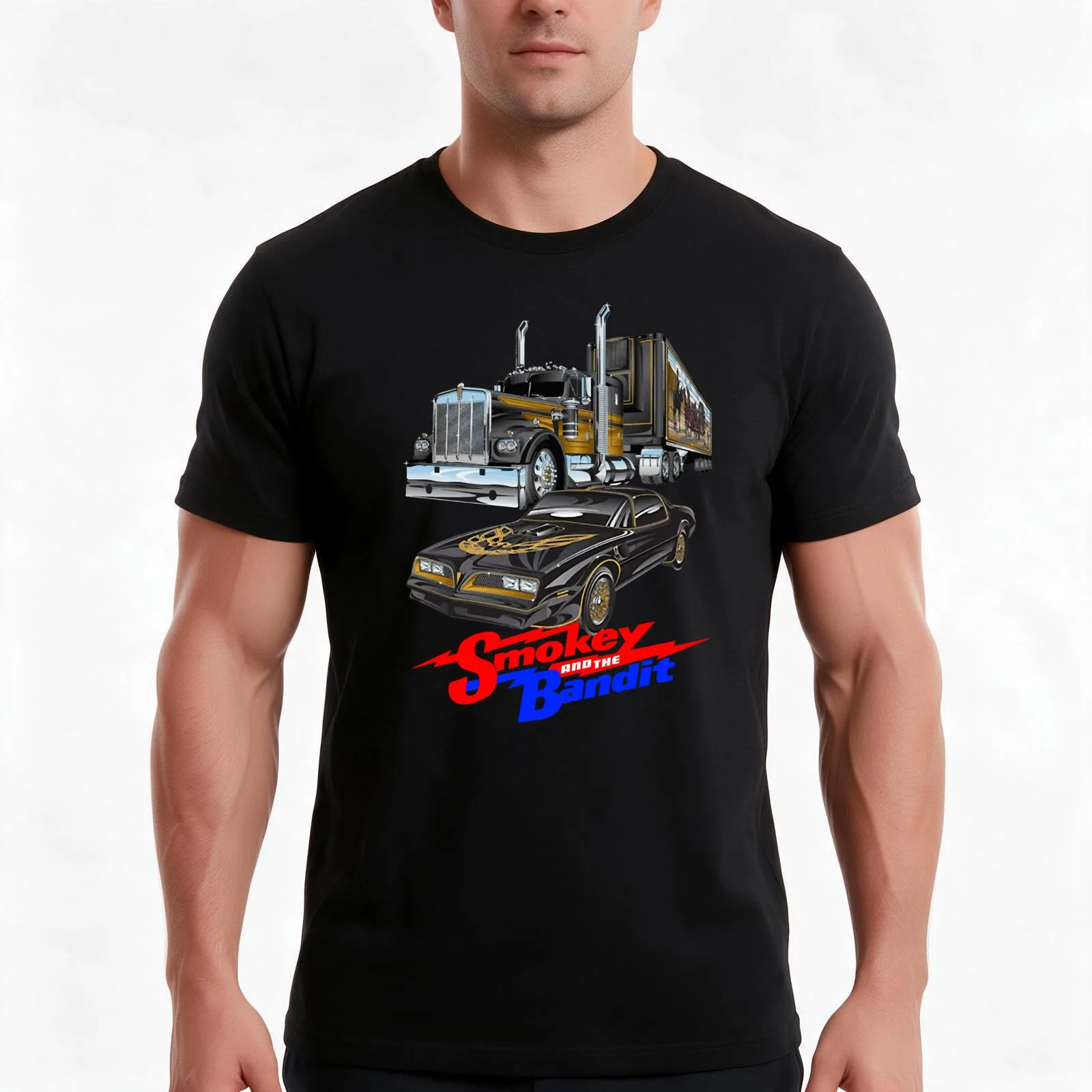 Container Smokey and the bandit car movie art T-Shirt, Summer Casual Cotton Tee, Oversized Streetwear Tops, Unisex Men Women