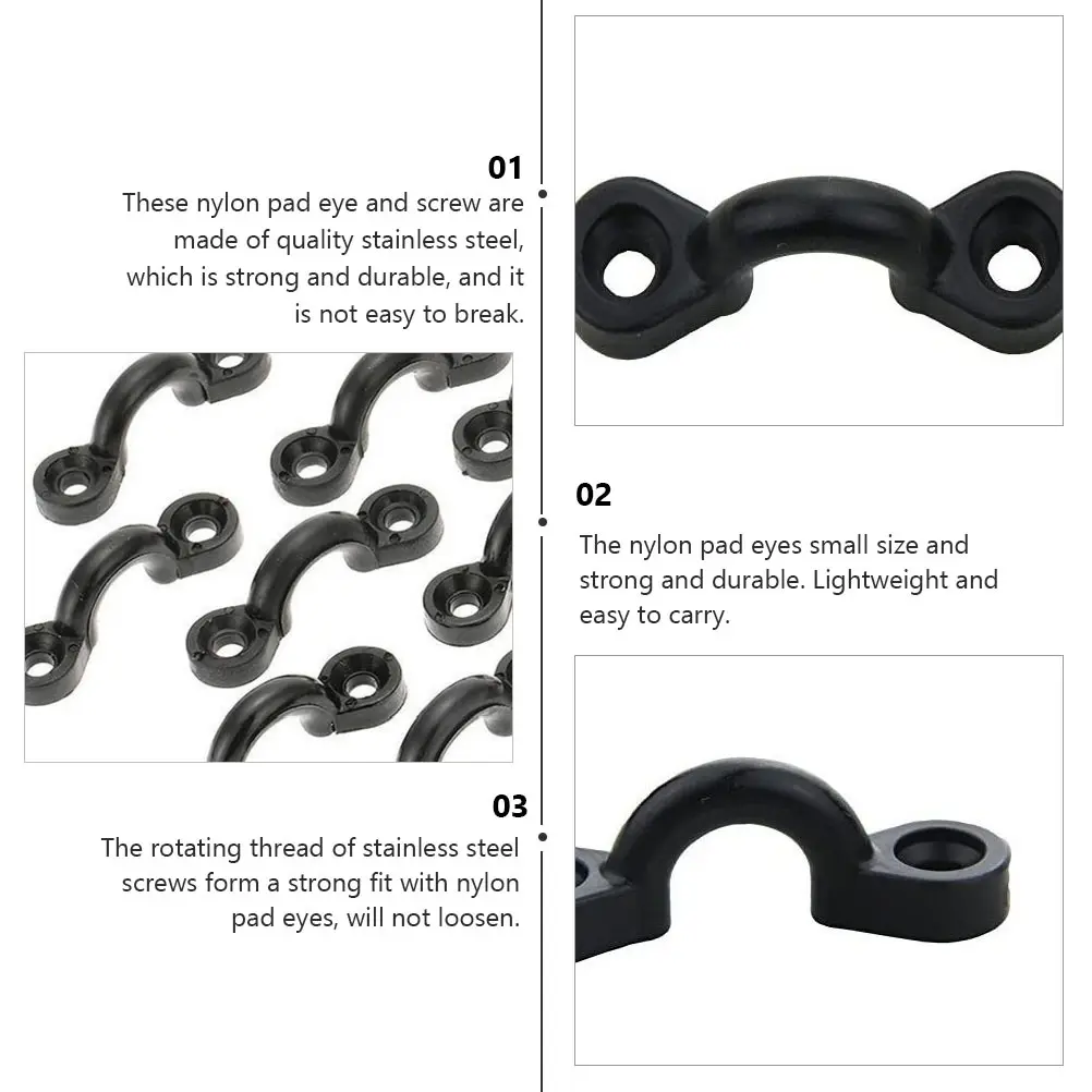 

50Pcs Kayak Handle Kit Nylon Bungee Deck Loop Tie Down Pad Eye Deck Rigging Accessories Tie Down Pad Eye Kayak Accessories