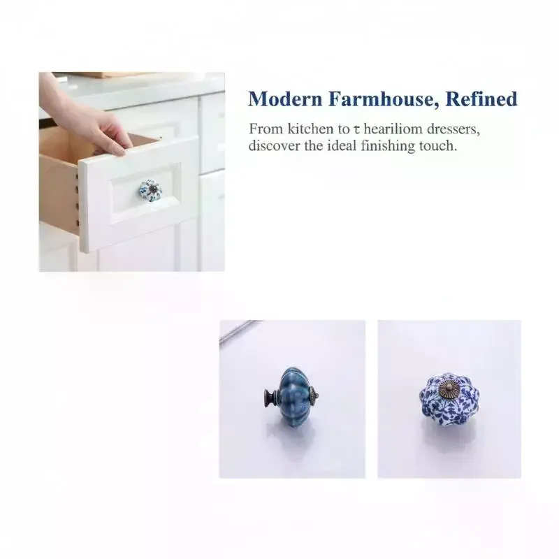 1Pcs Garden American Pumpkin Handpainted Single Hole Ceramic Handle Cabinet Drawer Door 40MM