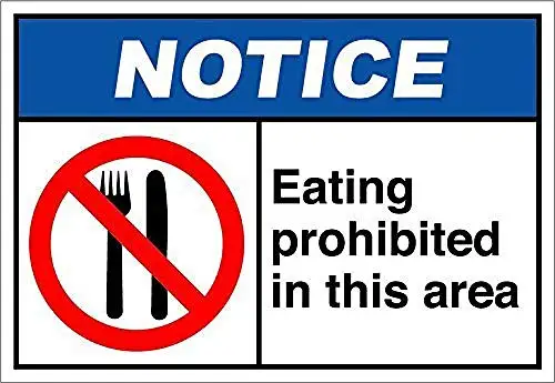 Tins,Eat Ing Prohibited in This Area Notice Wall Poster Tin Sign Vintage BBQ Restaurant Dinner Room Cafe Shop Decor