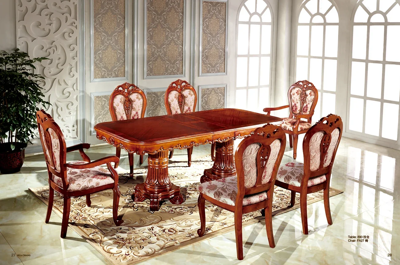 Luxury European Dining Room Furniture Hotel Dinning Table Seater Ballroom Banquet 8 10 12 Home Furniture Wooden Solid Wood