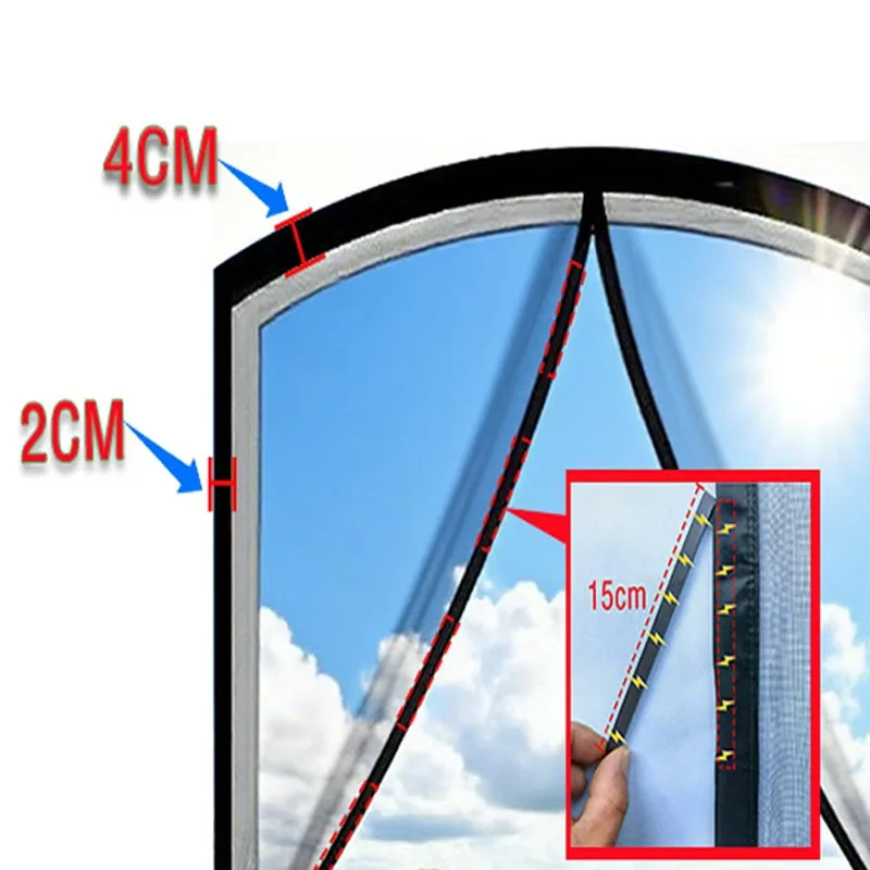 Arched Window Mosquito Net Custom Size Curved Window Screen Magnetic Round Fly Insect Mesh Black White Invisible Fiberglass Mesh