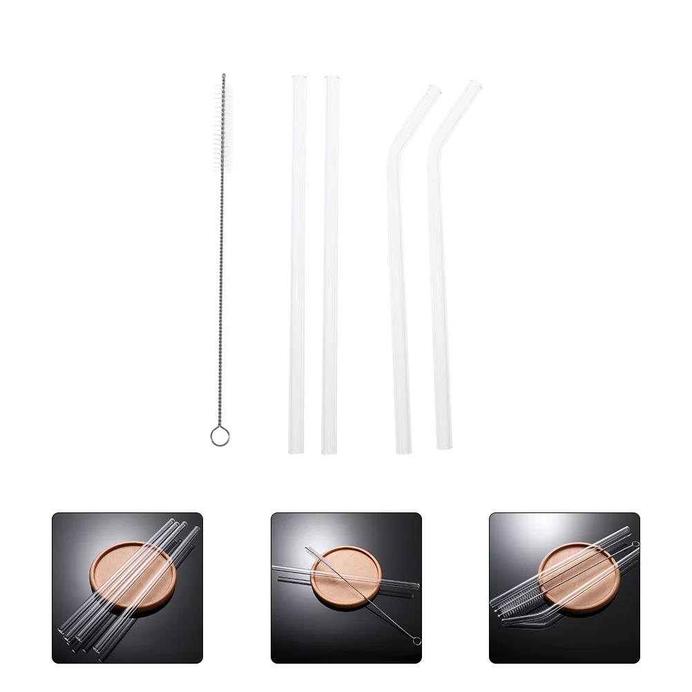 

1Set Glass Straws High Borosilicate Reusable Smooth Easy Clean Heat Cold Resistant Drinking Party Home