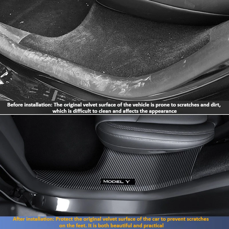 Protector de alféizar de puerta ABS para Tesla Model Y Juniper 2025 + umbral de puerta, placa protectora, Pedal, tira de protección contra patadas, almohadillas impermeables
