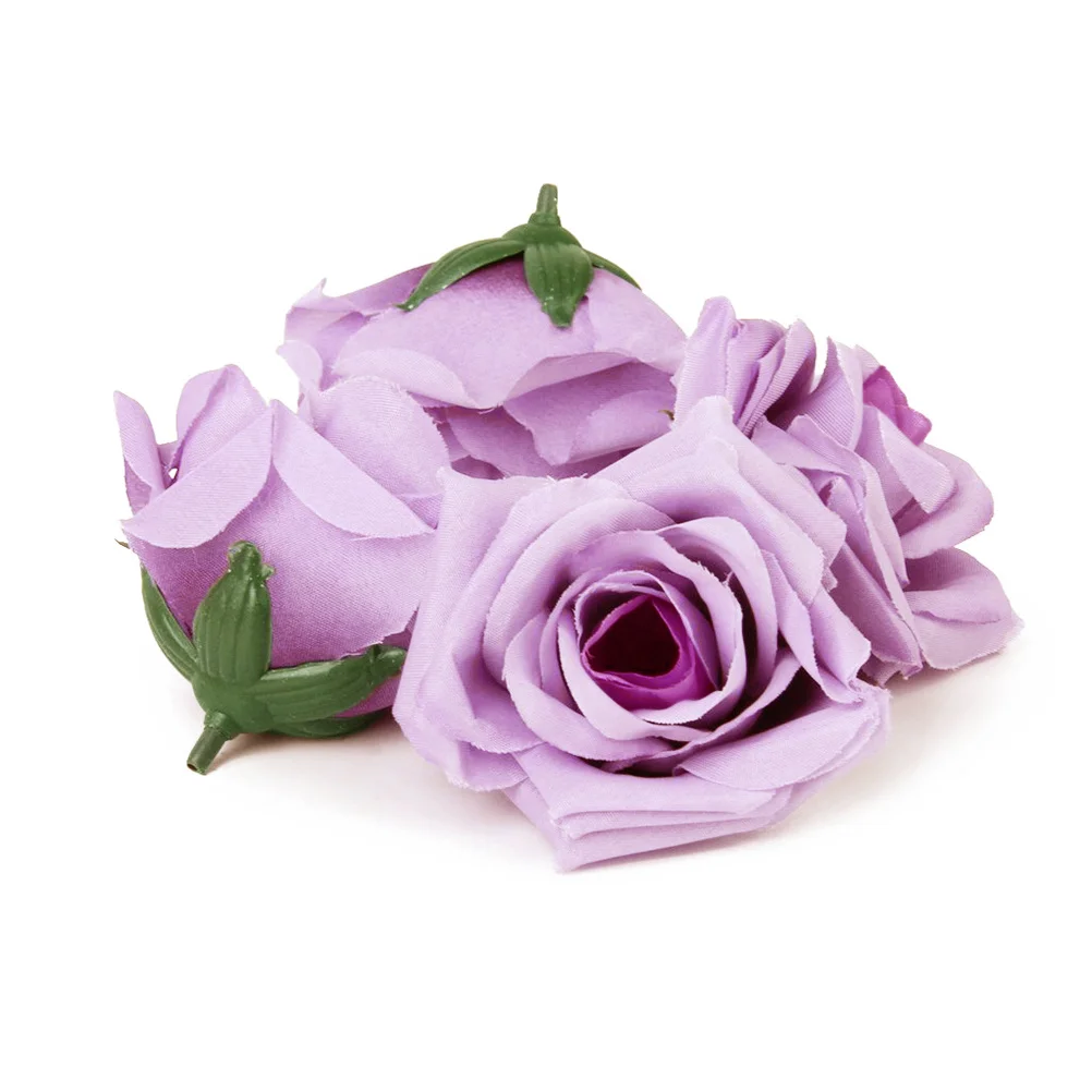 

20Pcs 8cm Light Purple Silk Rose Heads Artificial Wedding Decor Lifelike Tossing Ceremony Tables Silk Rose Head