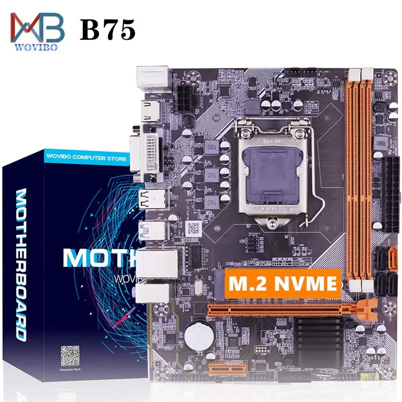 Top Computer Motherboard B75 LGA 1155 M.2 NVME USB 3.0 SATA III Mainboard DDR3 RAM For Intel LGA1155 I3 I5 I7 Xeon CPU Placa Mae