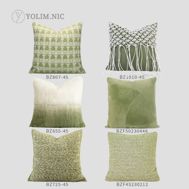 45X45/50X50CM Green Throw Pillow Cover Fresh Nordic Stamping Waist Cushion Cover Decor Home Decorative Pillowcase