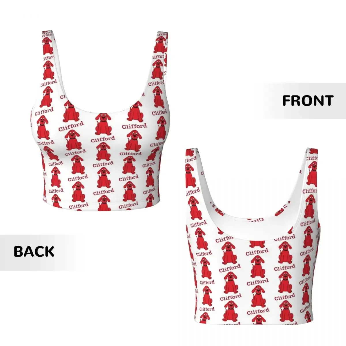 Custom Clifford The Big Red Dog Women Sports Vest Bra Gym Workout High Impact Yoga Crop Tank Top view 2