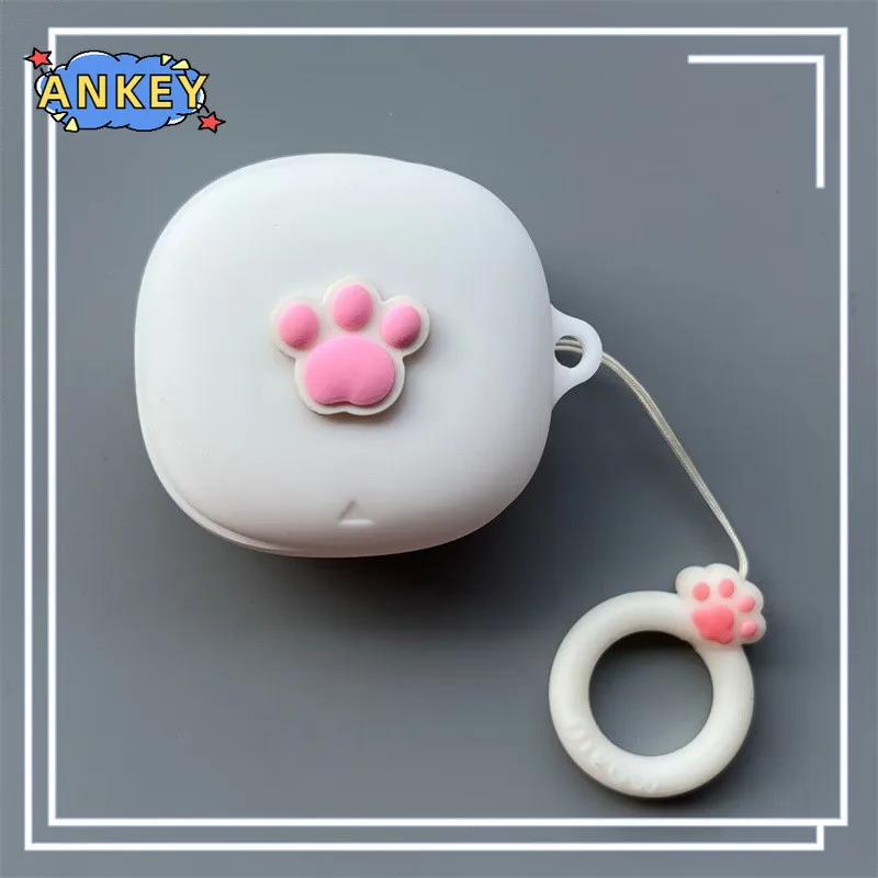 Case for Anker Soundcore Liberty 5 Pro Bluetooth Earphones Silicone Protective Case with Cute Cat Paw Cartoon Pattern and Ring