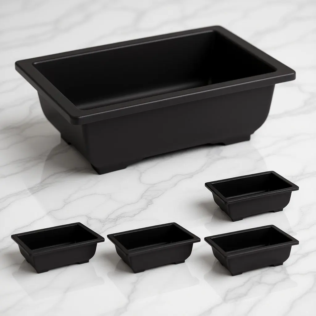 

Набор из 5 прямоугольных пластиковых горшков для бонсай и цветов, для дома, офиса, отеля, сада, с дренажем, большие, дышащие