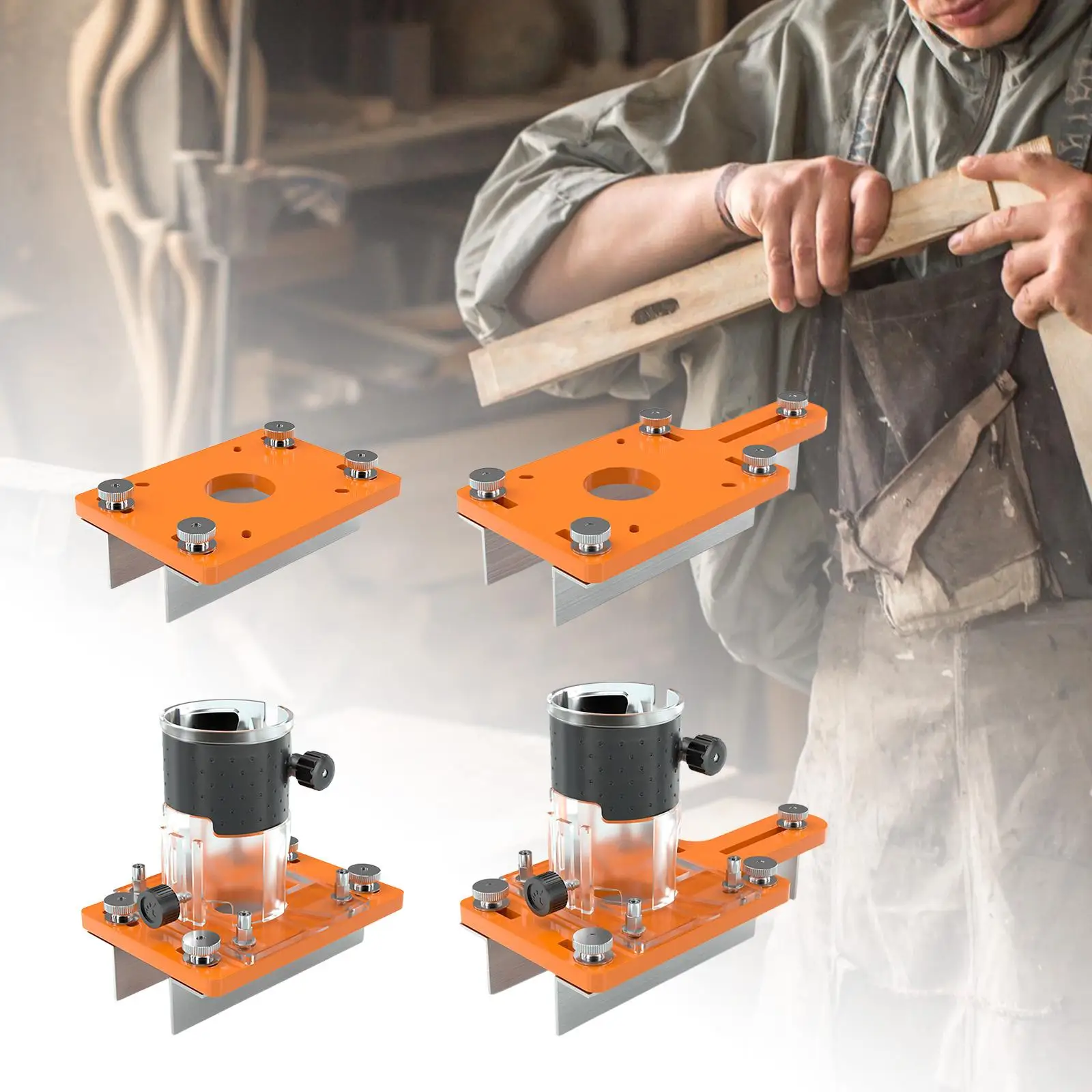 Wood Trimmer Router Base Metal Slotting Bracket Adapter for Cabinet Furniture Wardrobe Woodworking Table