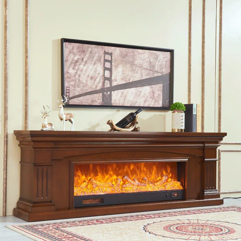 

Fireplace TV cabinet American style decorative cabinet background wall European fireplace core