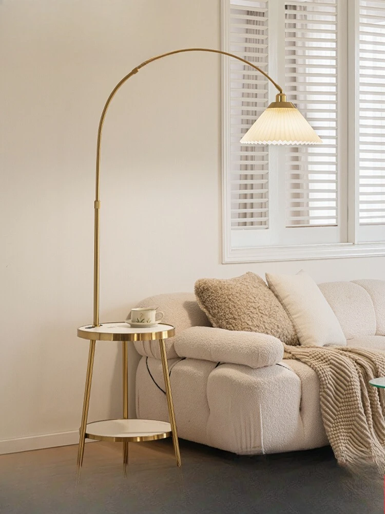 Fishing lamp Floor lamp Simple light luxury Living room Cream wind sofa Double coffee table storage Bedroom bedside floor lamp