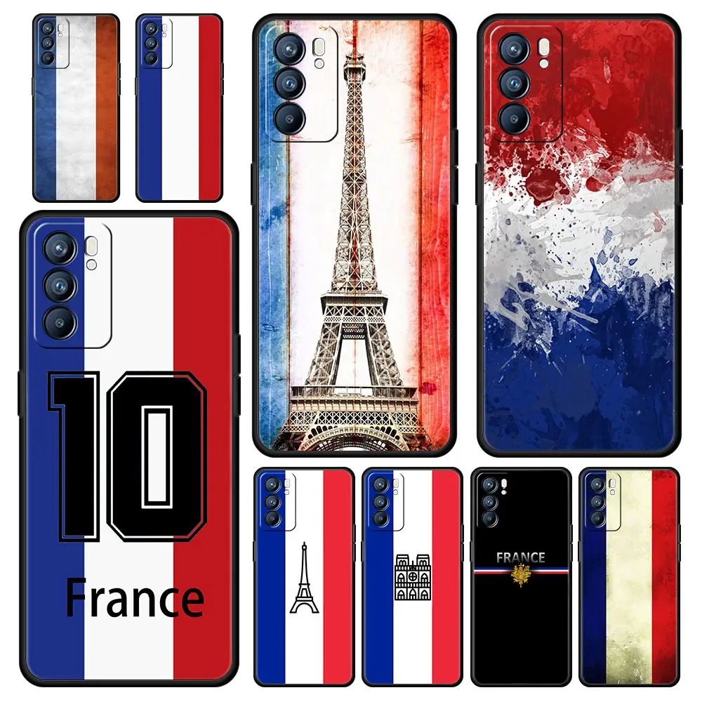 France Flag Soccer 10 Phone Case For Oppo A54 Reno7 SE Reno6 Pro Plus 5G Find X5 A53 A52 A9 2020 A95 A16 A76 A74 A15 A12 Cover