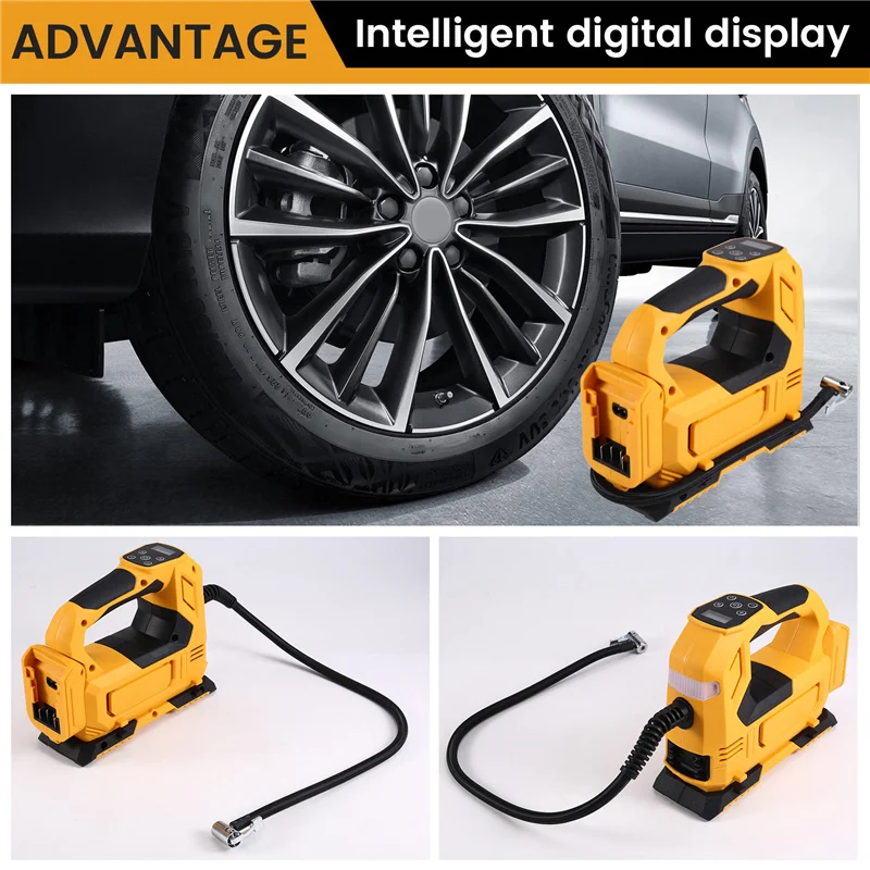 

Portable Air Pump For 18V 20V Battery Cordless Inflator Tool For Car Tyre Inflator Electric Motorcycle Pump