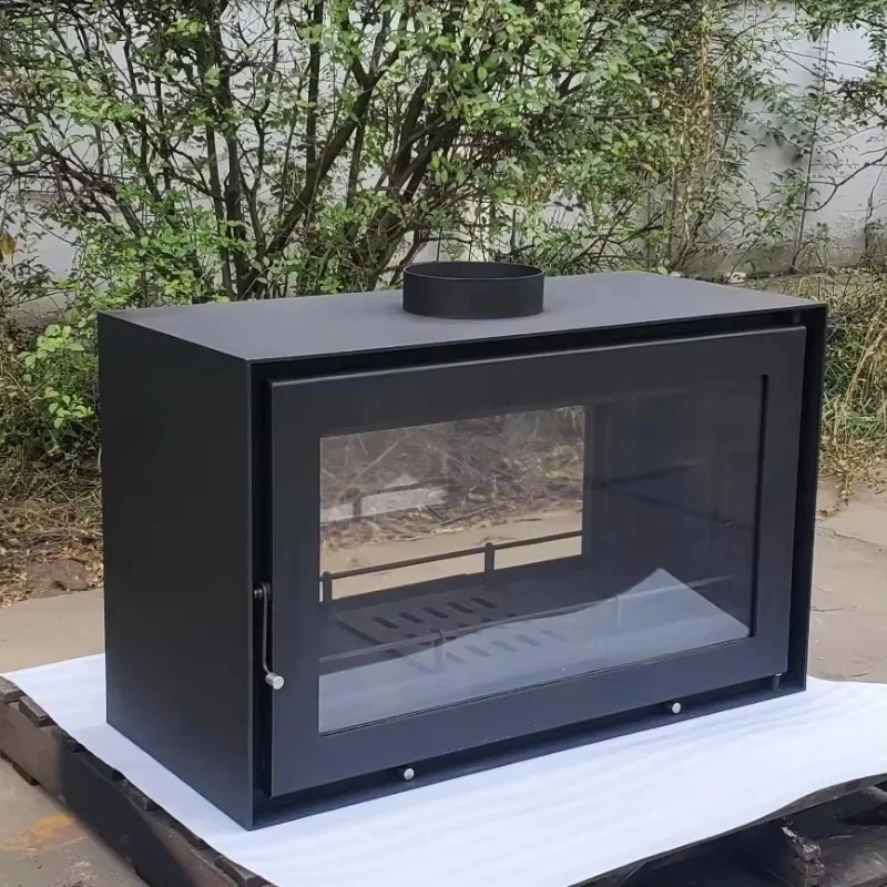 Three-sided glass black freestanding wood heater furnace metal