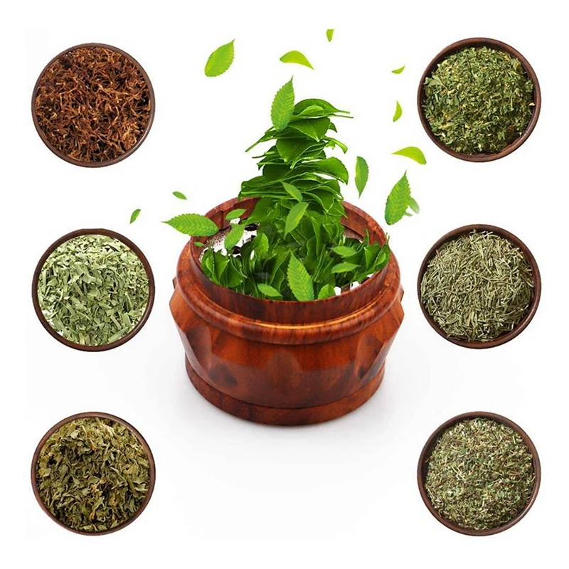 ホームキッチンブラウンに適した4層木製グラインダー,大容量,花粉スクレーパー付き,2個