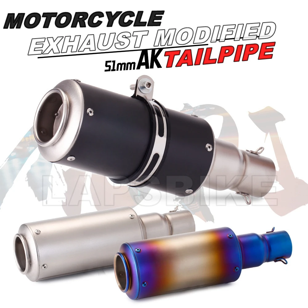 Universal 51mm Motorcycle SC Exhaust Inox Muffler Stainless Steel Exhaust For Z900 Z650 Z400 R1 R3 R6 R25 MT07 MT09 RS100 GY6