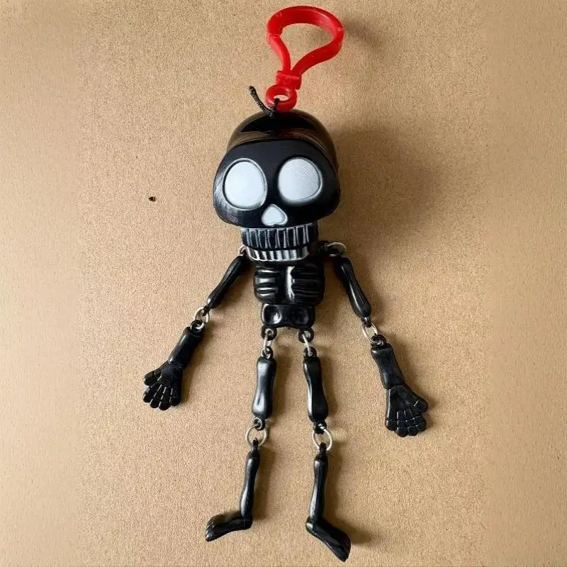Skelett-Schlüsselanhänger mit Zugschnur, lustiger Neuartiger Plastik-Taschenanhänger, langlebiger Rucksack-Anhänger für Halloween-Party-Geschenke – Detail 24