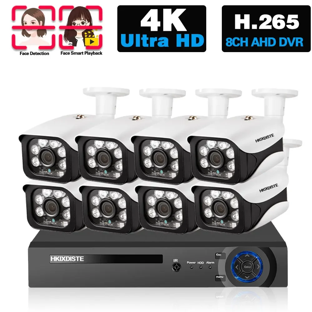 

4K 8CH DVR Kit Outdoor Waterproof AHD CCTV Camera Security System Kit P2P XMEYE 8MP Analog Camera Video Surveillance System Set