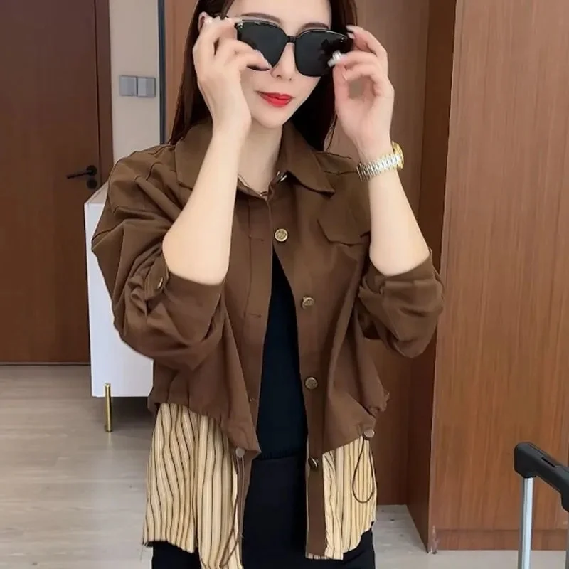 

New 2026 Denim Short Jacket Women's Denim Coat Spring Autumn Versatile Casual Two-Piece Spliced Fashion Shirt jacket Top