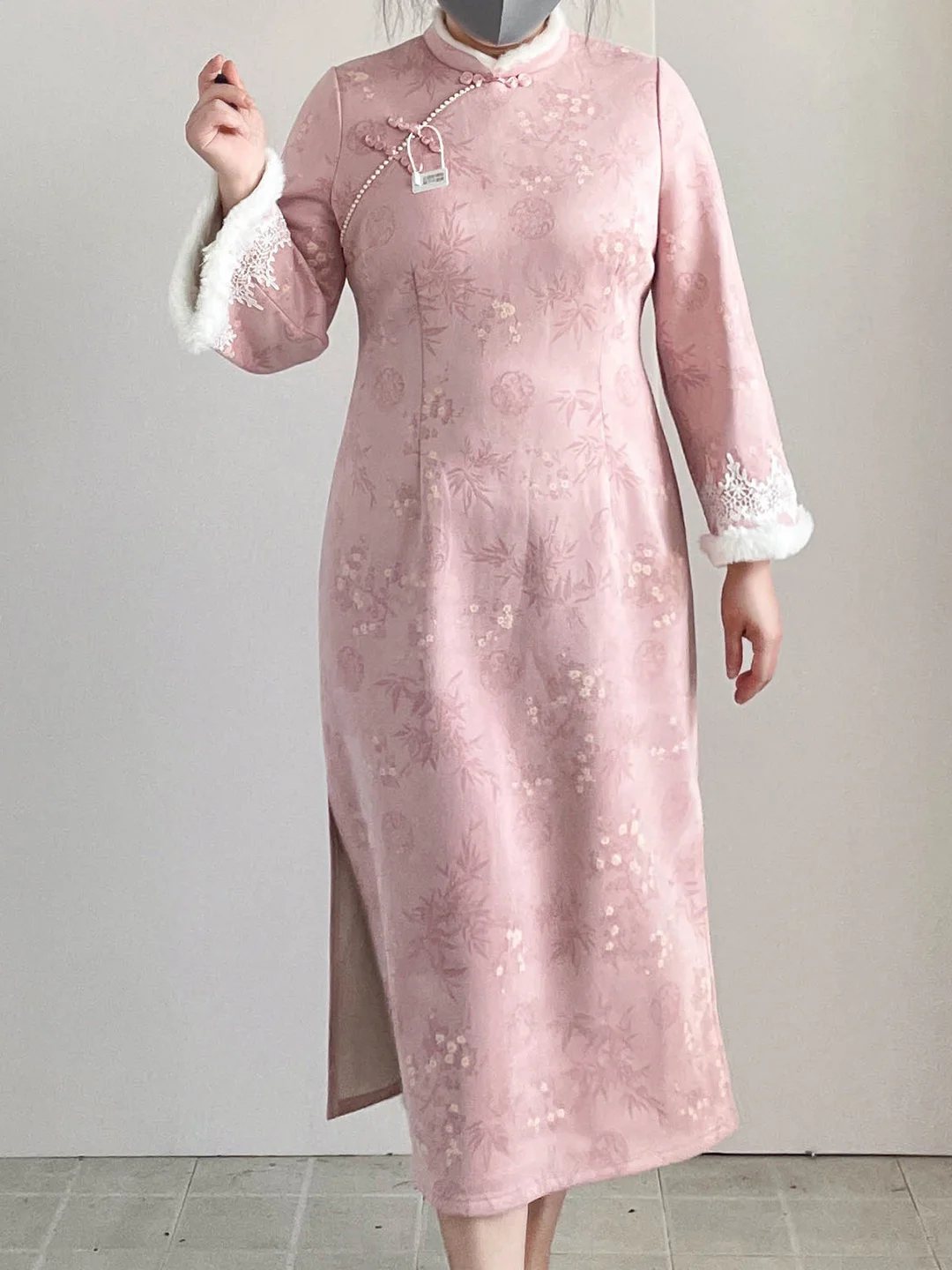 

plus Size Qipao Dr Formal Ocns Belly Concealing 250 Pou New Chinese Sle Slimming Autumn Winter High Waist Lace L...